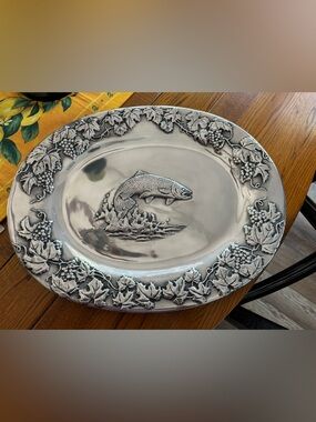 Vintage Big Sky Carvers TROUT TRAY Platter Cast Aluminum 18” X 14” OVAL Rare!